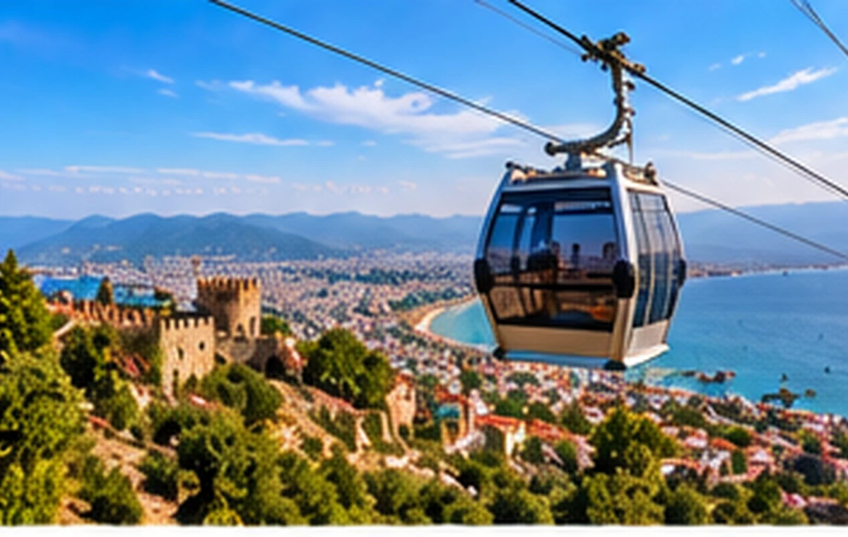 Alanya teleferiği, kale ve şehir manzarası